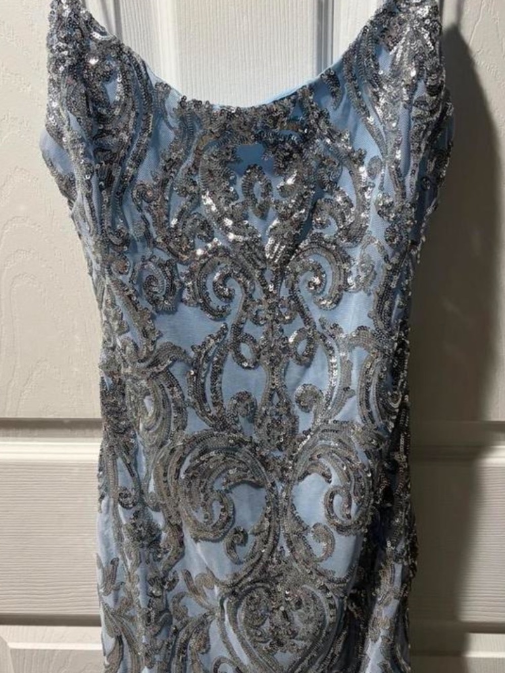 Windsor Light Blue Sequin Embellished Prom Dress